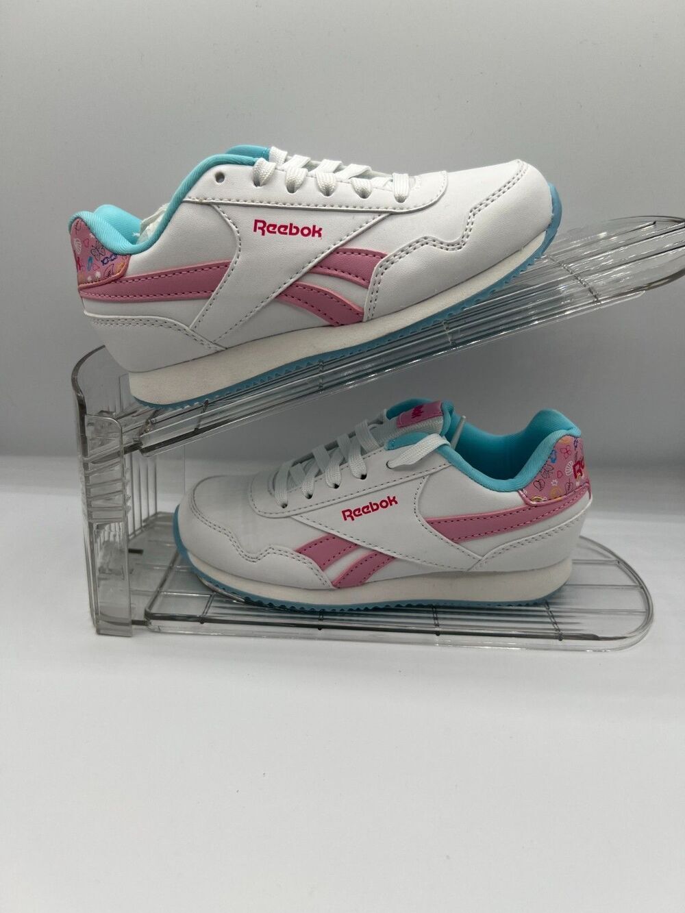 Reebok Royal CL Jog 3.0 Kids White Pink Blue Sneakers Size 11 Toddler